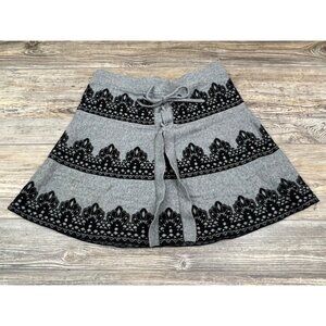 Candie's Knit Mini Skirt Size Medium Grey/Black Cotton/Rayon Pull-On A-Line